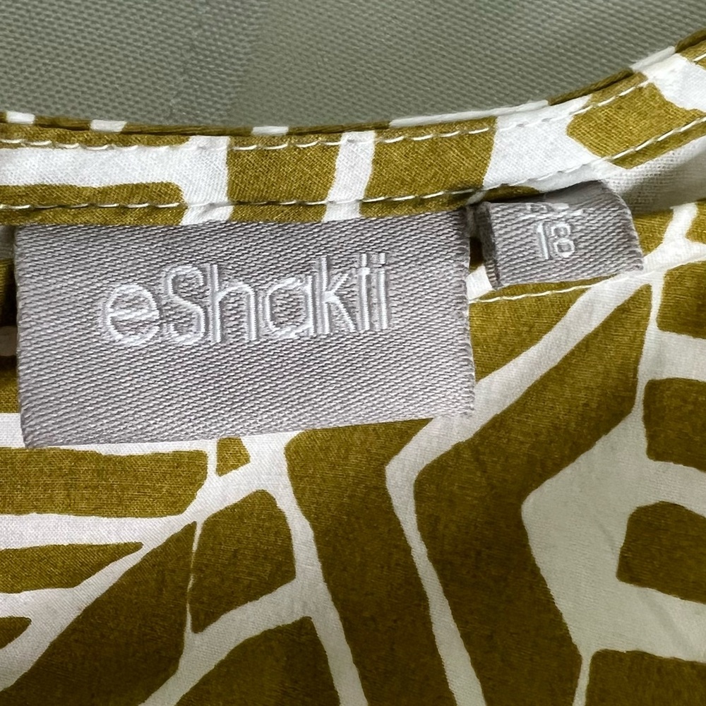 eShakti Geometric Print Green White Dress 18 - Picture 8 of 8